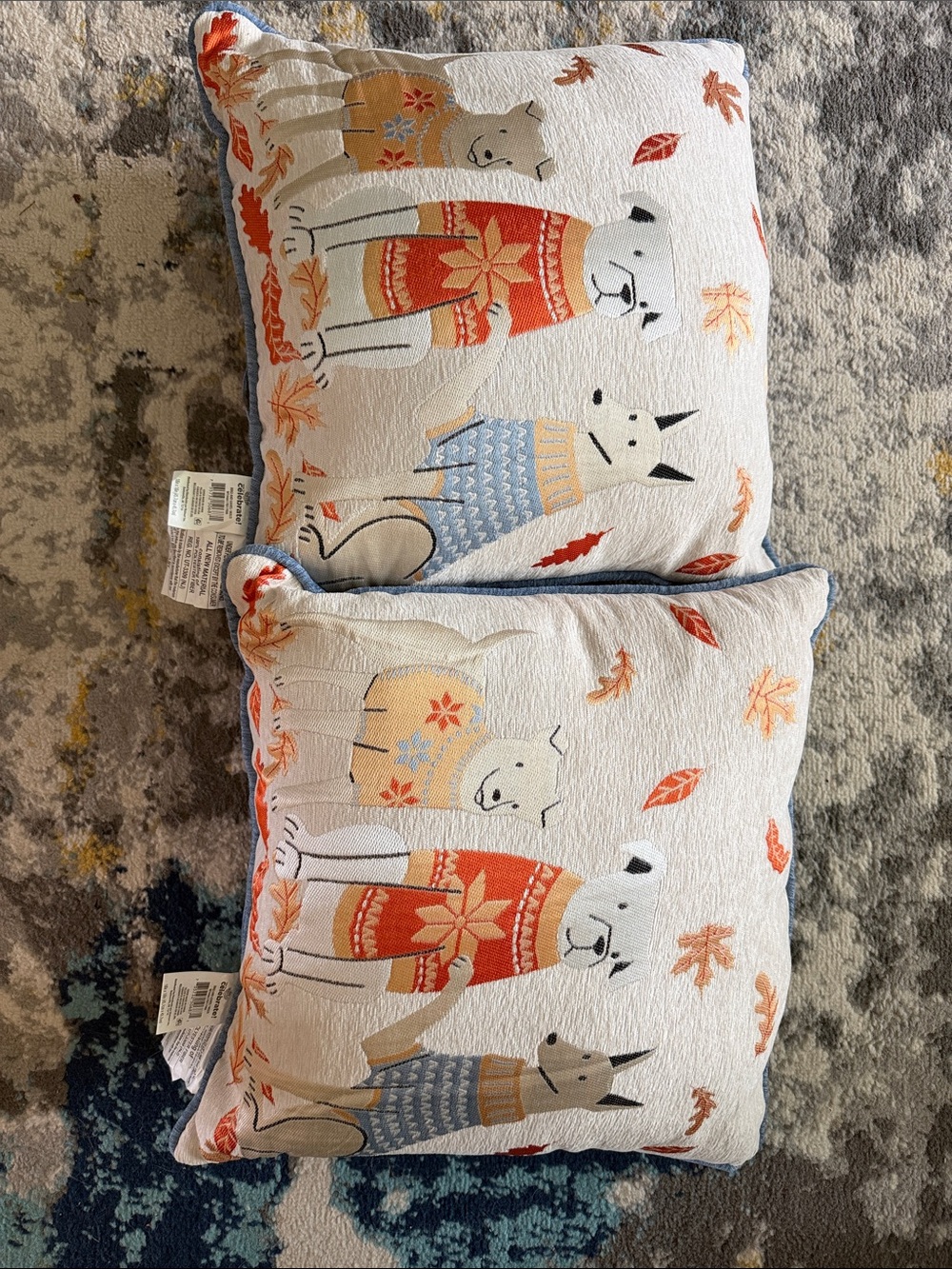 Cozy Autumn Dogs Decorative Throw Pillow - Brand: